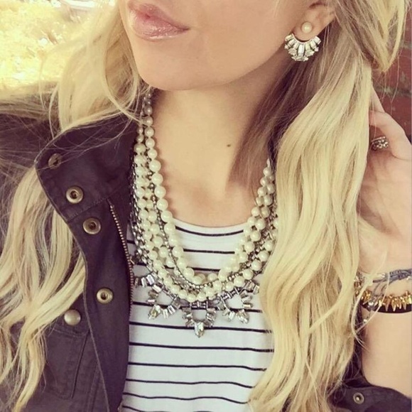 Stella & Dot | Versatile 4-in-1 Rhinestone Starburst Ear Jacket Pearl Ea… - Picture 5 of 8